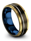 8mm Grey Line Wedding Band Gunmetal Grey Tungsten Ring for Ladies Engagement - Charming Jewelers