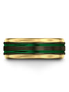 Gunmetal Green Line Promise Ring Tungsten Wedding Band Polished Promise Bands - Charming Jewelers