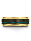 Men&#39;s 8mm Teal Line 8mm Tungsten Carbide Bands Engraved Couples Ring 8mm 3rd - - Charming Jewelers