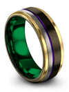 Ladies Plain Gunmetal Band Tungsten Ring for Guys Judaism Promise Bands for His - Charming Jewelers