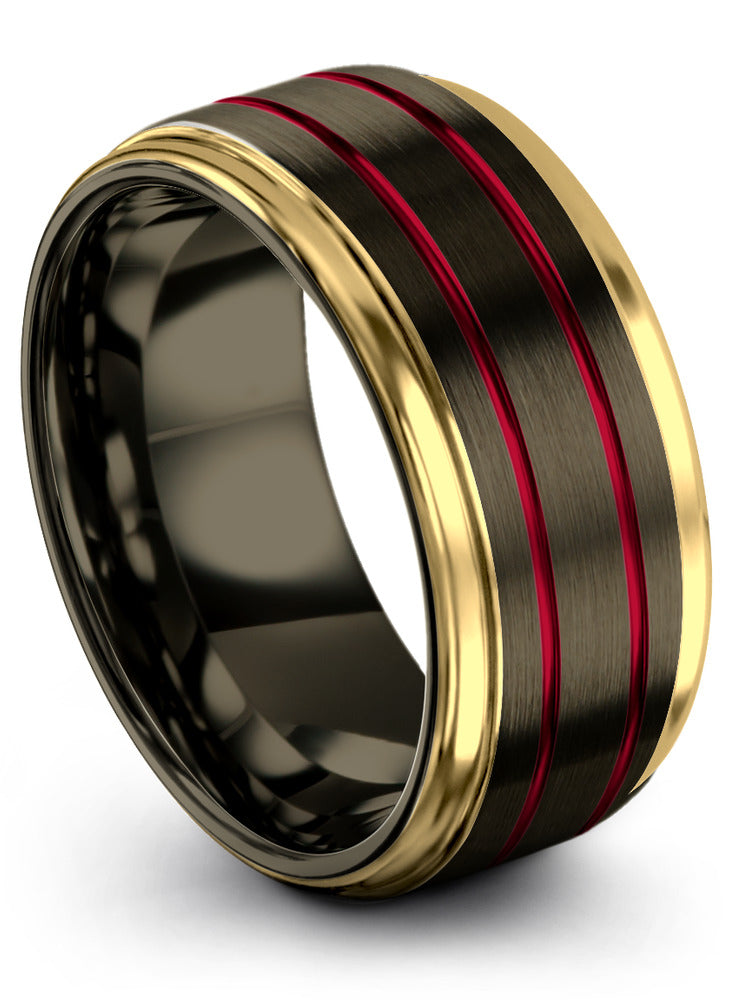Lady Promise Band Gunmetal Red Tungsten Ring Minimalist