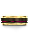8mm Fucshia Line Promise Band Man Unique Tungsten Rings Couple Engagement - Charming Jewelers