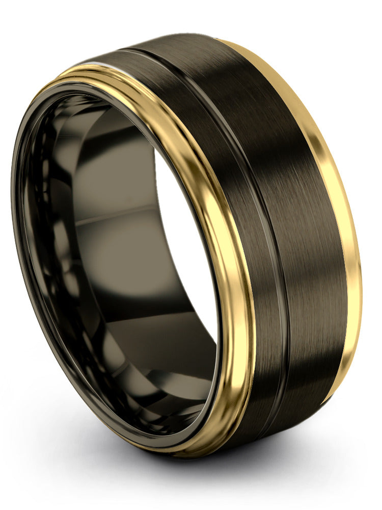 Minimalist Wedding Rings Male Tungsten Gunmetal Handmade