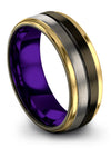 Woman Wedding Rings Step Flat Brushed Gunmetal Tungsten Carbide Wedding Bands - Charming Jewelers