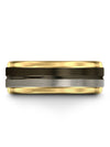Gunmetal Wedding Ring for Man Tungsten Engagement Ring Set Cute Simple Ring - Charming Jewelers