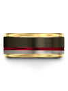 Guys Plain Gunmetal Wedding Bands Tungsten Step Flat Bands Personalized Promise - Charming Jewelers